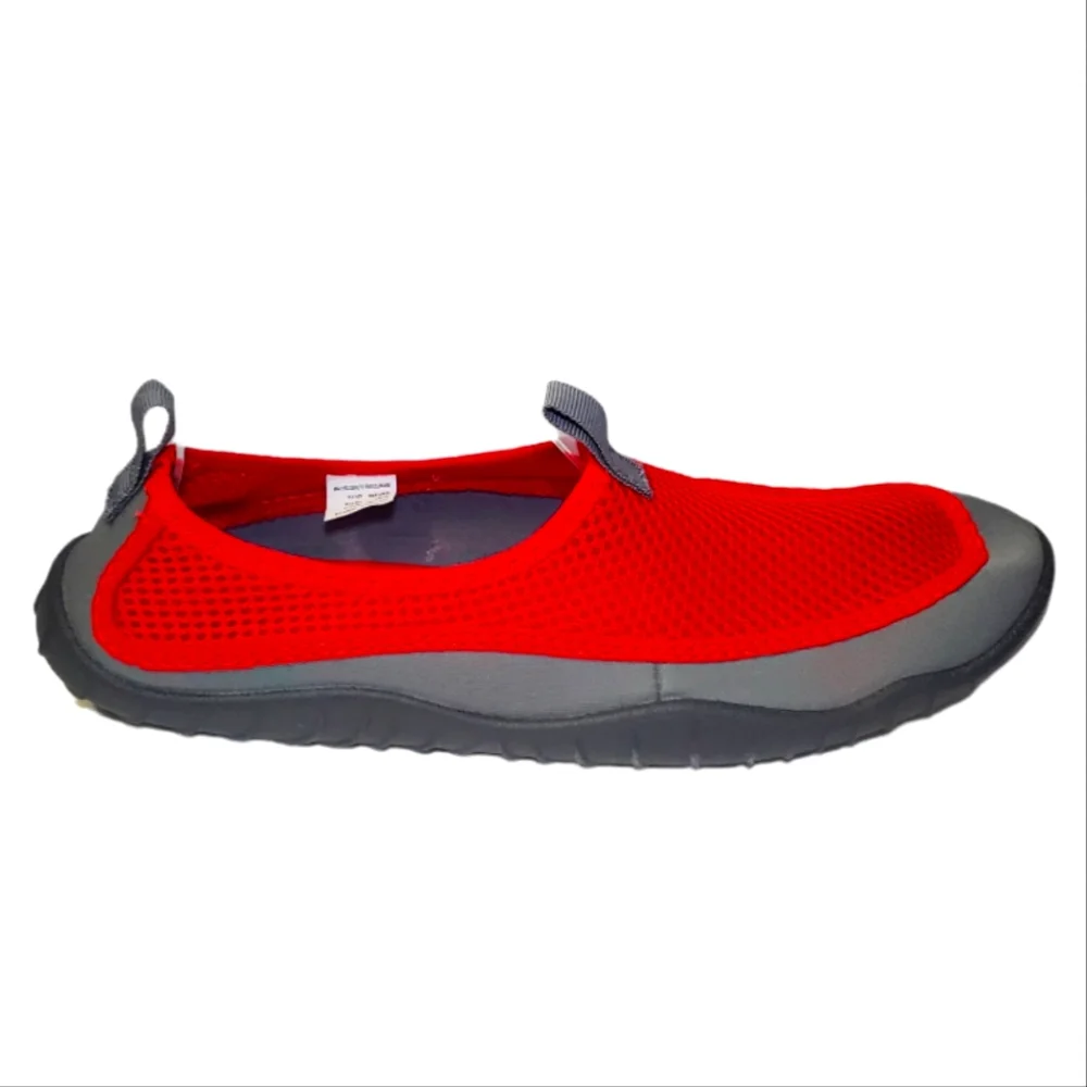 #416 Mens Water Shoes Size 11 12 Red Mesh Slip On Aqua Socks Sandals 11/12